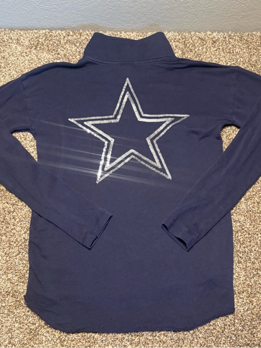 Victoria's Secret PINK Dallas Cowboys Women’s XS Navy Pullover Half-Zip - Picture 12 of 12
